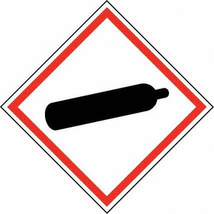 AccuformNMC Hazardous Materials Label, Header: Compressed Gas Warning Legend: GHS - Graphic, Graphic: Compressed Gas Hazard, English, 2 x 2", Black, Red, Pressure Sensitive Paper GHS2042AL2 - 39091293