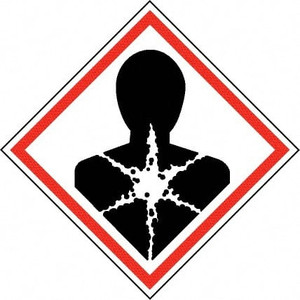 AccuformNMC Hazardous Materials Label, Header: Health Hazard Legend: GHS - Graphic, Graphic: Health Hazard, English, 2 x 2", Black, Red, Pressure Sensitive Paper GHS2082AL2 - 39092101