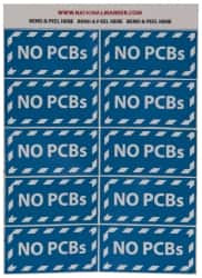 AccuformNMC 10 Qty 1 Pack Hazardous Materials Label Legend: No PCBs, English, 2 x 1", Blue, White, Pressure Sensitive Vinyl HW14 - 63376875