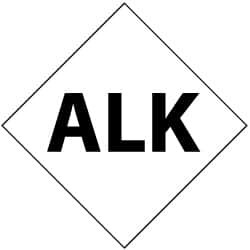 AccuformNMC 5 Qty 1 Pack Hazardous Materials Label Legend: Alk, English, 2-1/2 x 2-1/2", Black, White, Pressure Sensitive Vinyl DCL132 - 63377592