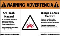 AccuformNMC 5 Qty 1 Pack Accident Prevention Label, WARNING - Arc Flash & Shock Hazard - Do Not Operate Controls or Open Covers without Appropriate Personal Protection, 5 x 3", Black, Orange, Red, White, Vinyl WGA33AP - 72311145