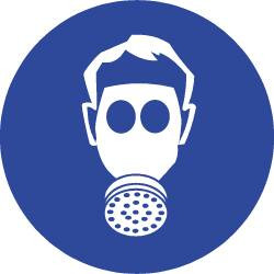 AccuformNMC 10 Qty 1 Pack ISO Label Graphic: Wear Respiratory Protection, 2 x 2", White, Blue, Pressure Sensitive Vinyl ISO207AP - 72319197