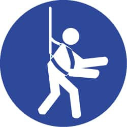 AccuformNMC 10 Qty 1 Pack ISO Label Graphic: Wear Safety Harness, 2 x 2", White, Blue, Pressure Sensitive Vinyl ISO213AP - 72319254