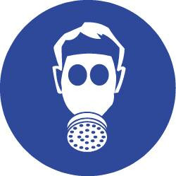 AccuformNMC 5 Qty 1 Pack ISO Label Graphic: Wear Respiratory Protection, 4 x 4", White, Blue, Pressure Sensitive Vinyl ISO407AP - 72319882