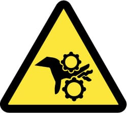 AccuformNMC 5 Qty 1 Pack ISO Label Graphic: Gear Entanglement Hazard, 4 x 4", Black, Yellow, Pressure Sensitive Vinyl ISO448AP - 72320286