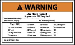 AccuformNMC 5 Qty 1 Pack Accident Prevention Label, WARNING - Arc Flash Hazard - Do Not Operate Controls or Open Covers without Appropriate Personal Protection Equipment, English, 5 x 3", Black, Orange, Red, Vinyl WGA34AP - 72320781