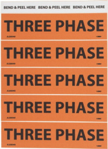 AccuformNMC 25 Qty 1 Pack Electrical Markers Label Legend: Three Phase, English, 4-1/2 x 1-1/8", Black, Orange, Pressure Sensitive Vinyl JL22034O - 74761370