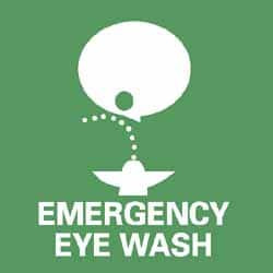 AccuformNMC 5 Qty 1 Pack First Aid Label Legend: Emergency Eye Wash, Graphic: Head over Eye Wash, English, 4 x 4", Green, White, Pressure Sensitive Vinyl S50AP - 75355891