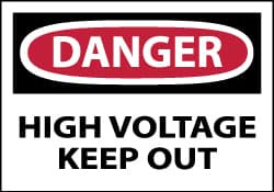 AccuformNMC 5 Qty 1 Pack Accident Prevention Label, Header: DANGER Legend: Danger - High Voltage - Keep Out, English, 5 x 3", Red, Black, White, Pressure Sensitive Vinyl D139AP - 76999101