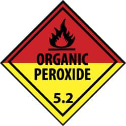 AccuformNMC Safety & Facility Label Legend: Organic Peroxide 5.2, Graphic: Fire, English, 4 x 4", Black, Red, Black, Yellow, Pressure Sensitive Vinyl DL18ALV - 79617155