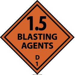 AccuformNMC Accident Prevention Label Legend: 1.5 Blasting Agent D, English, 4 x 4", Black, Orange, Pressure Sensitive Vinyl DL20ALV - 79617197