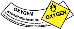 AccuformNMC 25 Qty 1 Pack Hazardous Materials Label Legend: Oxygen Warning High Pressure, Graphic: Oxygen, English, 5-1/4 x 2", Yellow, Black, White, Pressure Sensitive Vinyl CY106AP - 83733972