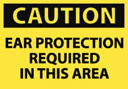 AccuformNMC 5 Qty 1 Pack Accident Prevention Label, Header: CAUTION Legend: Caution - Ear Protection Required in This Area, English, 5 x 3", Black, Yellow, Pressure Sensitive Vinyl C73AP - 87526216
