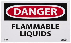 AccuformNMC 5 Qty 1 Pack Hazardous Materials Label, Header: DANGER Legend: Danger - Flammable Liquids, English, 5 x 3", Red, Black, White, Pressure Sensitive Vinyl D38AP - 87526349