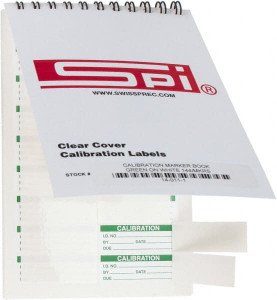 SPI Calibration Label Legend: Calibration, English, 1-3/4 x 5/8", Green, White, Pressure Sensitive Vinyl 14-011-1 - 08524381