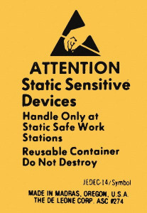 Made in USA Attention Static Sensitive Devices Shipping Label 1-3/4" High x 2-1/2" Wide ASC284 - 89881965
