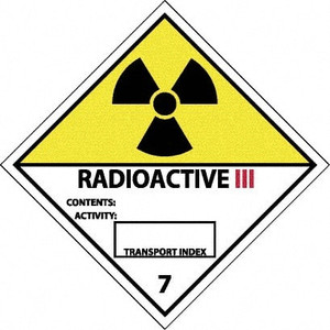 AccuformNMC 25 Qty 1 Pack Radioactive III Contents: Activity: Transport Index DOT Shipping Label 4" High x 4" Wide DL27AP - 63375869