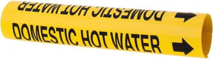 Made in USA Pipe Marker with Domestic Hot Water Legend and Arrow Graphic 1-1/8 to 2-3/8" Pipe Outside Diam, Black on Yellow 36954147 - 36954147