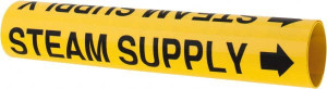 Made in USA Pipe Marker with Steam Supply Legend and Arrow Graphic 1-1/8 to 2-3/8" Pipe Outside Diam, Black on Yellow 36955102 - 36955102