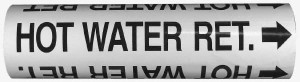 Made in USA Pipe Marker with Chilled Water Return Legend and Arrow Graphic 2-1/2 to 3-1/4" Pipe Outside Diam, White on Green 36955425 - 36955425