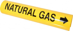 Made in USA Pipe Marker with Natural Gas Legend and Arrow Graphic 4-5/8 to 5-7/8" Pipe Outside Diam, Black on Yellow 36959609 - 36959609