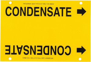 Made in USA Pipe Marker with Condensate Legend and Arrow Graphic 6 to 8" Pipe Outside Diam, Black on Yellow 36960540 - 36960540