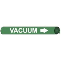 AccuformNMC Pipe Marker with Vacuum Legend and Arrow Graphic 1-1/8 to 2-3/8" Pipe Outside Diam, White on Green B4108 - 74505892
