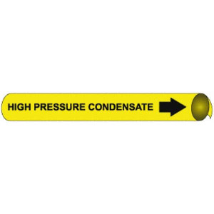 AccuformNMC Pipe Marker with High Pressure Condensate Legend and Arrow Graphic 3/4 to 1" Pipe Outside Diam, Black on Yellow A4058 - 75276717