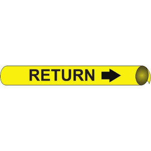 AccuformNMC Pipe Marker with Return Legend and Arrow Graphic 3/4 to 1" Pipe Outside Diam, Black on Yellow A4091 - 75277046