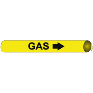 AccuformNMC Pipe Marker with Gas Legend and Arrow Graphic 6 to 8" Pipe Outside Diam, Black on Yellow F4049 - 75359158