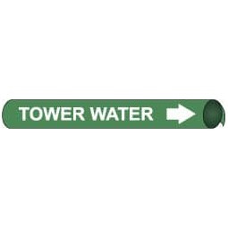 AccuformNMC Pipe Marker with Tower Water Legend and Arrow Graphic 6 to 8" Pipe Outside Diam, White on Green F4105 - 75364976