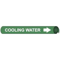 AccuformNMC Pipe Marker with Cooling Water Legend and Arrow Graphic 8 to 10" Pipe Outside Diam, White on Green G4031 - 75365429