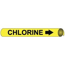AccuformNMC Pipe Marker with Chlorine Legend and Arrow Graphic 2-1/2 to 3-1/4" Pipe Outside Diam, Black on Yellow C4016 - 75904847
