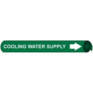 AccuformNMC Pipe Marker with Cooling Water Supply Legend and Arrow Graphic 6 to 8" Pipe Outside Diam, White on Green F4119 - 76584051