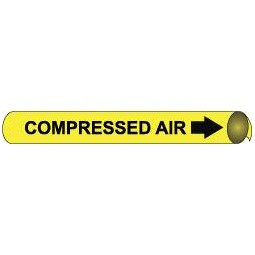 AccuformNMC Pipe Marker with Compressed Air Legend and Arrow Graphic 3-3/8 to 4-1/2" Pipe Outside Diam, Black on Yellow D4023 - 78901386