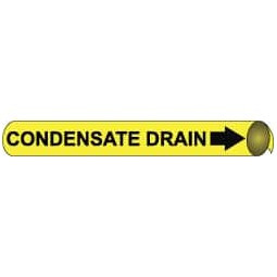 AccuformNMC Pipe Marker with Condensate Drain Legend and Arrow Graphic 3-3/8 to 4-1/2" Pipe Outside Diam, Black on Yellow D4025 - 78901402
