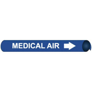 AccuformNMC Pipe Marker with Medical Air Legend and Arrow Graphic 3-3/8 to 4-1/2" Pipe Outside Diam, White on Blue D4071 - 78901873