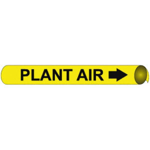 AccuformNMC Pipe Marker with Plant Air Legend and Arrow Graphic 1-1/8 to 2-3/8" Pipe Outside Diam, Black on Yellow B4081 - 81210965