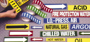 AccuformNMC Pipe Marker with Chilled Water Return Legend and No Graphic 3/4 to 1-1/4" Pipe Outside Diam, White on Green C1047G - 81457723