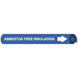 AccuformNMC Pipe Marker with Asbestos Free Legend and Arrow Graphic 4-5/8 to 5-7/8" Pipe Outside Diam, White on Blue E4006 - 81458176