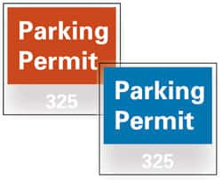 AccuformNMC 100 Qty 1 Pack Parking Permit (001-100), 3" Wide x 3" High, Vinyl Traffic Sign Red, Square PP13A - 83733097