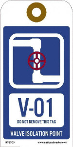 AccuformNMC Pack of (10) 6" High x 3" Long, V - 01 THRU V - 10 DO NOT REMOVE THIS TAG VALVE ISOLATION POINT, English Safety & Facility Energy Isolation Tags 1 Side, Blue Unrippable Vinyl IST6305 - 46171377