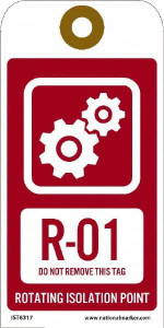 AccuformNMC Pack of (10) 6" High x 3" Long, R - 01 THRU R - 10 DO NOT REMOVE THIS TAG ROTATING ISOLATION POINT, English Safety & Facility Energy Isolation Tags 1 Side, Red Unrippable Vinyl IST6317 - 46171419