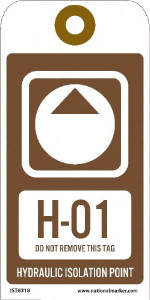 AccuformNMC Pack of (10) 6" High x 3" Long, H - 01 THRU H - 10 DO NOT REMOVE THIS TAG HYDRAULIC ISOLATION POINT, English Safety & Facility Energy Isolation Tags 1 Side, Brown Unrippable Vinyl IST6318 - 46171476