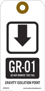 AccuformNMC Pack of (10) 6" High x 3" Long, GR - 01 THRU GR - 10 DO NOT REMOVE THIS TAG GRAVITY ISOLATION POINT, English Safety & Facility Energy Isolation Tags 1 Side, White Unrippable Vinyl IST6316 - 46171484