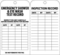 AccuformNMC Pack of (25), 3" High x 6" Long, EMERGENCY SHOWER & EYE WASH TEST RECORD, English Safety & Facility Inspection Tags Tag Header: Notice, 2 Sides, Black & White Paper RPT37ST - 61184545