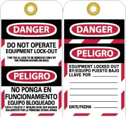 AccuformNMC Pack of (10), 3" High x 6" Long, DANGER - DO NOT OPERATE - EQUIPMENT LOCK-OUT - THIS TAG & LOCK TO BE REMOVED ONLY BY THE PERSON SHOWN ON BACK, Safety & Facility Lockout Tags Tag Header: Danger, 2 Sides, Vinyl SPLOTAG11 - 82737636