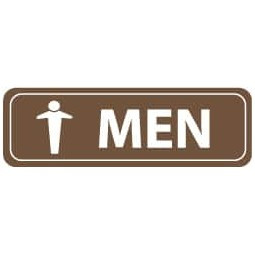AccuformNMC Men, 11" Wide x 3.5" High, Acrylic Sign English, White on Brown, Wall Mount AS37 - 86529021