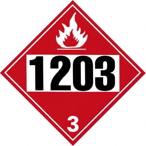AccuformNMC DOT - Shipping & Vehicle - 1203, 10-3/4" Wide x 10-3/4" High, Pressure-Sensitive Vinyl Placard Black & Red on White, UV Resistant, Chemical Resistant, Graffiti Proof DL41BP - 63375257