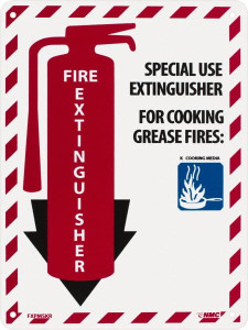 AccuformNMC Fire Extinguisher - Special Use Extinguisher for Cooking Grease Fire:, Plastic Fire Sign 9" Wide x 12" High FXPMSKR - 03001617